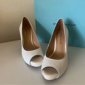 Antonio Melani Cream Peep-Toe Heels